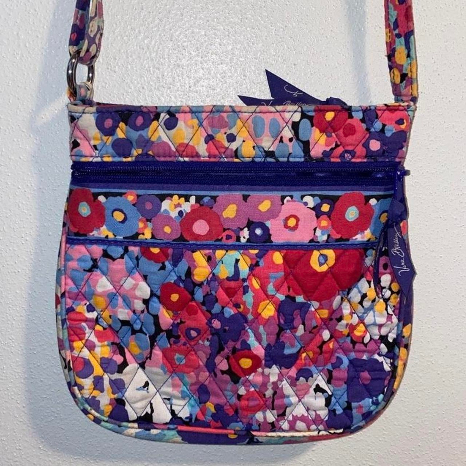 Vera Bradley Impressionista Crossbody Shoulder Bag Floral Triple Zip Quilted